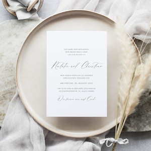 Hochzeitseinladung Minimalistisch, Einladungskarte Kalligrafie, Fine Art Wedding, Hochzeitspapeterie, Büttenpapier, Kollektion Modern Bild 4