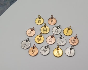 Engraving - platelet 8 mm - stainless steel silver, gold or rose gold / pendant / personalized / wish / charm / letter / engraving jewelry