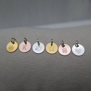 Engraving - plate 8 mm - 925 sterling silver, gold-plated, rose gold-plated pendant personalized wish charm letter engraving jewelry love