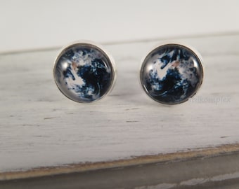 Stud earrings - Our Earth from above silver - earrings world sky silver planet jewelry earrings blue globe love astronomy country