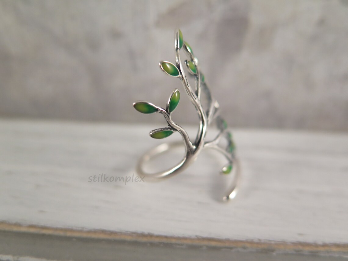 Anello Donna In Argento 925 Massiccio Con Albero Della Vita - Fatto A Mano - Senza Nichel
