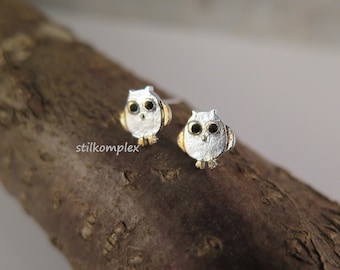 Earrings - Owls - Silver Plated Gold Plated / Animal Earrings / Eagle Owl / Bird / Jewelry / Love / Gift / Girlfriend Nature Animal Jewelry