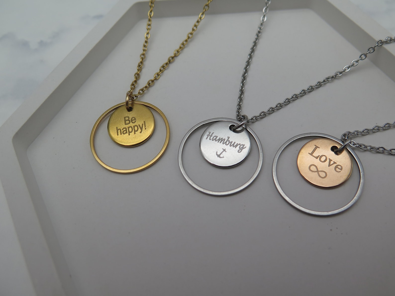 Engraving Necklace Circle large with 12 mm plates Etsy