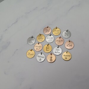 Gravur Plättchen 15mm Dot Edelstahl silber , gold oder roségold / Farbwahl / Anhänger / personalisierter Schmuck / Erinnerung / Symbol Bild 9