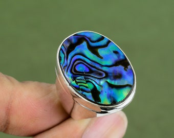 Abalone Shell Ring: Handmade 925 Sterling Silver Gemstone Jewelry