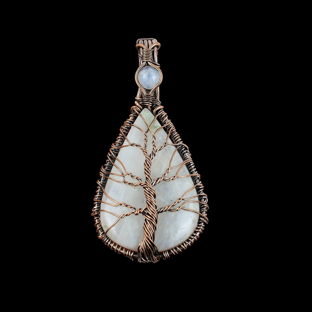 Valuable Natural Rainbow Moonstone Wire Wrapped Tree of Life Etsy