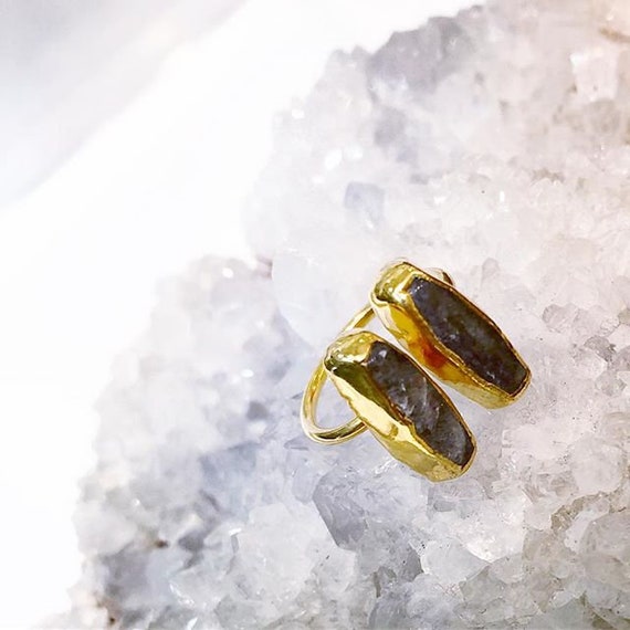 Charlene K Double Labradorite Gemstone 24K Gold Plated Rings Etsy