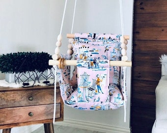 Made In USA, high Quality baby swing, free shipping, indoor swing, baby decor, nursery decor, , fabric swing, nursery swing, high back