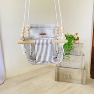 Black and white, baby swing, free shipping,toddler swing, indoor swing, baby decor, nursery decor, fabric swing, nursery swing, high back