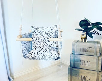 Navy Blue & white baby swing, baby swing, toddler swing, handmade swing, nursery swing, indoor swing, porch swing, fabric swing, baby gifts