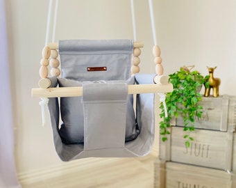 Made in USA, Light Gray Baby swing, High back Baby swing, Christmas Baby Gift, nursery decor, baby swing, , indoor swing, toddler swing