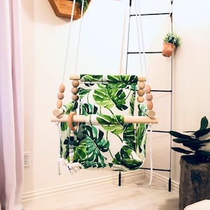Made in USA, Tropical Baby swing, High back Baby swing, Christmas Baby Gift, nursery decor, baby swing, , indoor swing, toddler swing