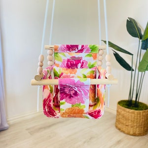 OUTDOOR floral, fast shipping, Baby swing, High back Baby swing, Baby Gift, nursery decor, baby swing, indoor swing, toddler swing