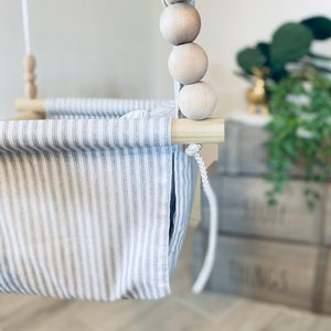 Made in USA, Gray and white, baby swing, ,toddler swing, indoor swing, baby decor, nursery decor, fabric swing, nursery swing, high back image 5