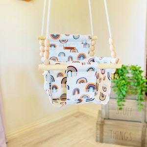 Made in USA,Rainbow Baby swing, High back Baby swing, Baby Gift, nursery decor, baby swing, , indoor swing, toddler swing