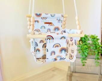 Made in USA,Rainbow Baby swing, High back Baby swing, Baby Gift, nursery decor, baby swing, , indoor swing, toddler swing
