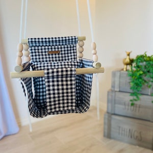 Black & white, ships in 1-3 business days, Baby swing, High back Baby swing, Christmas Baby Gift, nursery decor, indoor swing, toddler swing