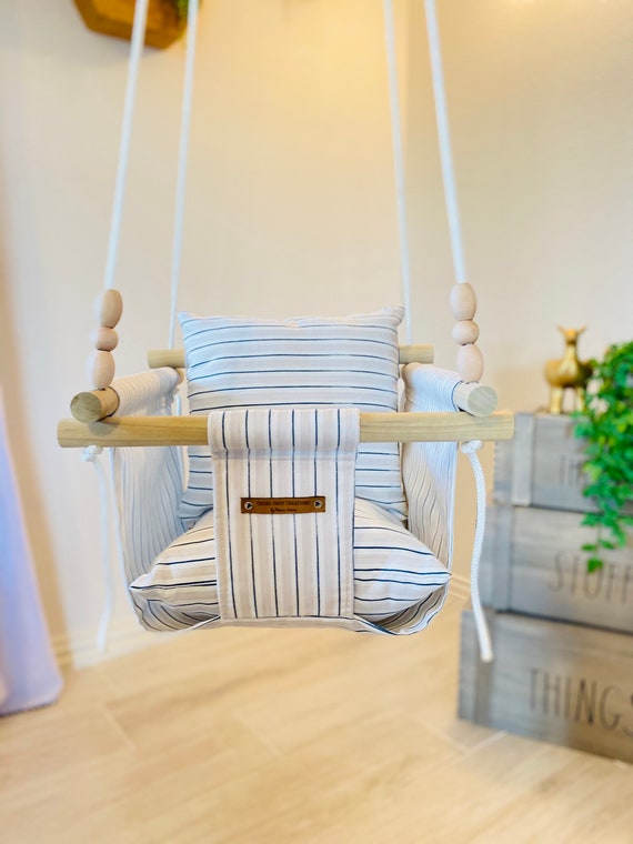 Navy Gray Baby Swing Baby Swing Toddler Swing Handmade Swing Nursery Swing Indoor Swing Porch Swing Fabric Swing Baby Gifts Etsy UK