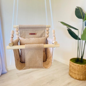 Talpa, prodotto negli Stati Uniti, alta qualità, altalena per neonati con schienale alto, regalo per neonati, arredamento per la cameretta dei bambini, altalena da interno, bambini piccoli, regali per baby shower, regali per future mamme