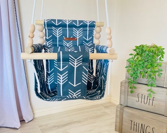 High back baby swing, toddler swing, indoor swing, baby decor, nursery decor, fabric swing, nursery swing, ships fast, baby gifts,