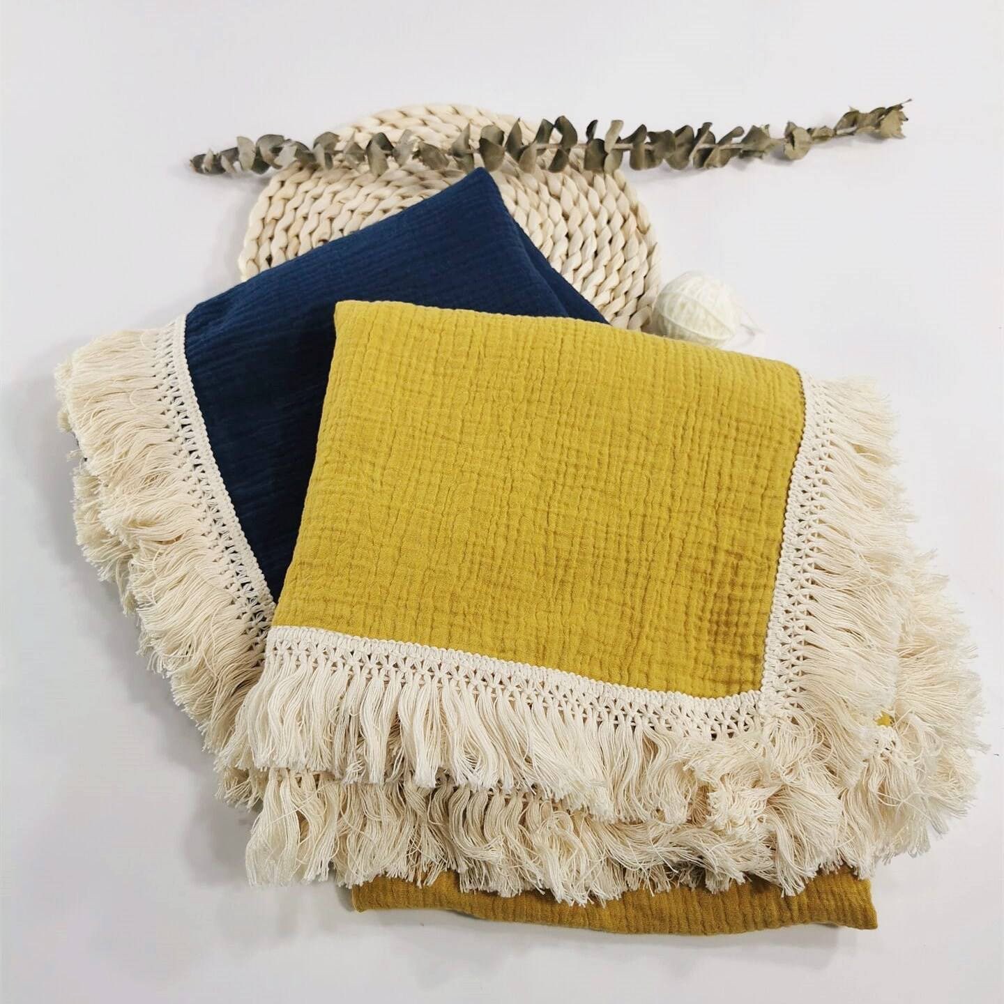 Baby Decke, Boho FransenDecke, Schiffe schnell, Spucktuch, Fransen Spucktuch, Baby Musselin, Neugeborenen Empfangsdecke, Stilldecke