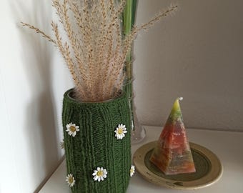 Vase - with knitted vase cover