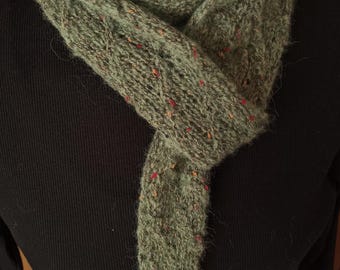 Hand-knitted scarf/shawl with alpaca wool