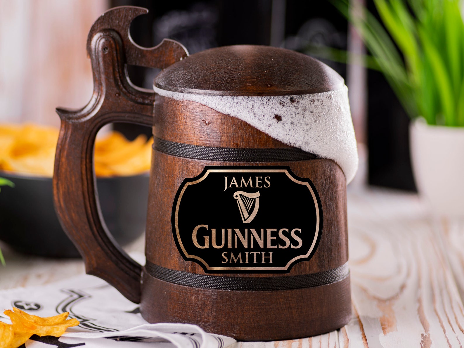 Guinness Beer Label Mug With Lid / Bachelor Party Set / Etsy