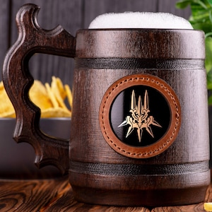 YoRHa Wooden Beer Mug, Personalized NieR Tankard, Beer Lover Gift, Gift Idea For Him, Custom Gift, Beer Gift For Gamer Birthday