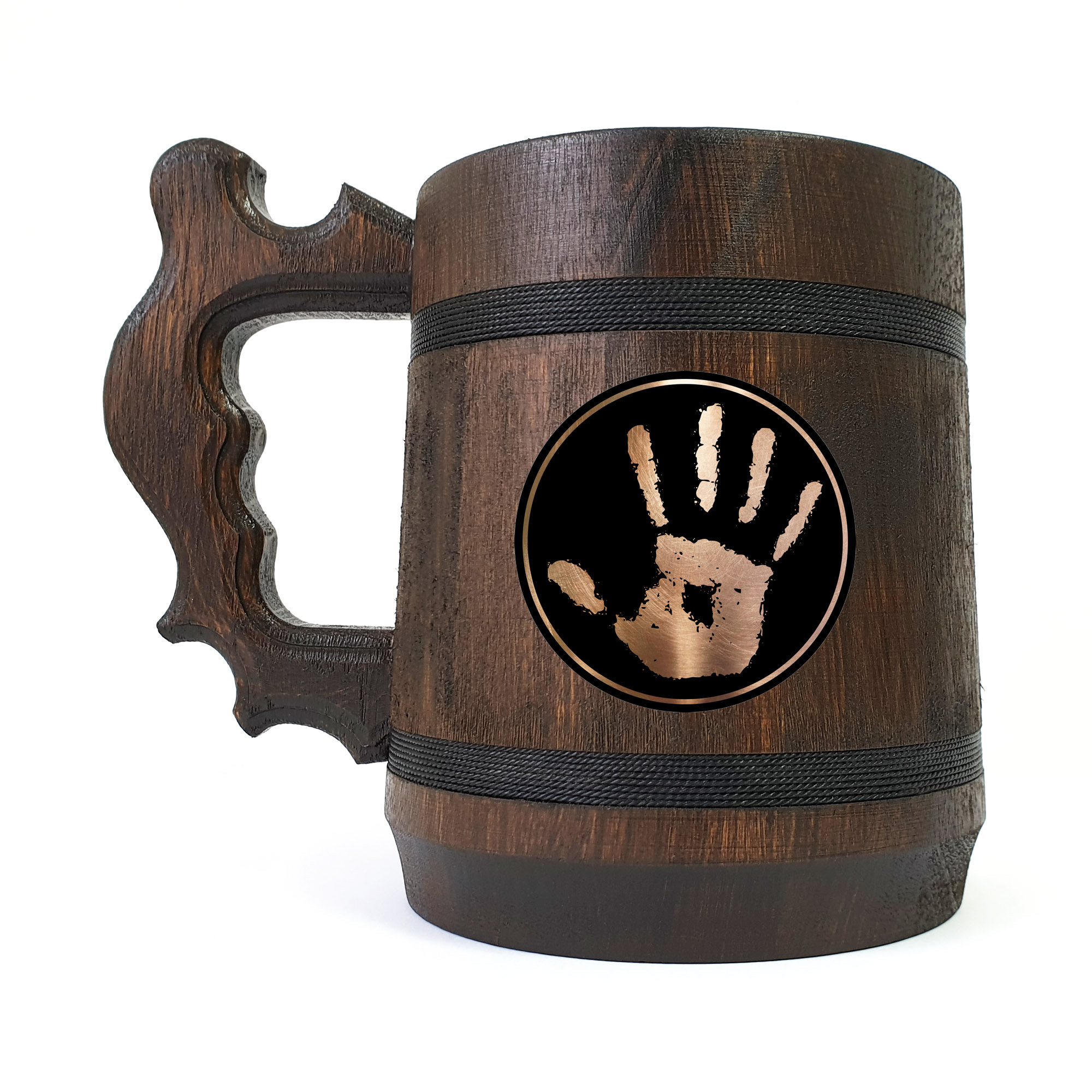 Dark Brotherhood Black Hand Beer Mug / The Elder Scrolls Tankard / Personalizes Beer Stein / Wooden Gift Idea For Men / Geek Gift for Him