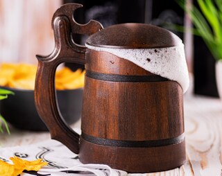 Elasto Boccale Da Birra In Legno Con Coperchio 0,33 L: Regalo Personalizzato Per Papà, Nonno E Amico, Incisione Nome, Decorativo Bavarese