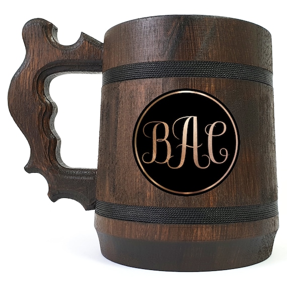 Monogram Beer Mug, Wedding Beer Stein, Gift Idea For Best Men, Personalized Tankard, Wooden Gift For Groomsman, Beer Mug, Groom Gift