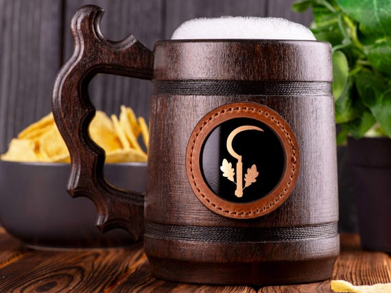 Druid Beer Mug, Dungeon Master Beer Stein, Gift Ideas For Men, Dungeons and Dragons Tankard, Wooden Gift For Men, D&D / Gift For Gamer