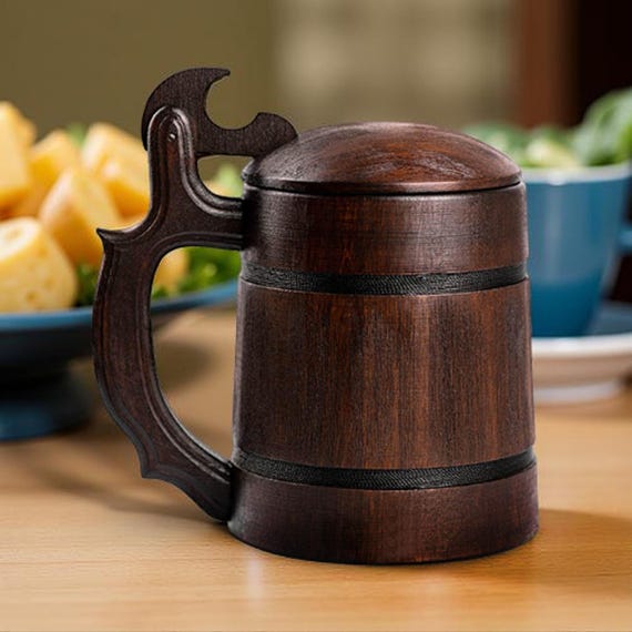 Plain Wooden Beer Mug, Gift For Husband Birthday, Father's Day Gift, Groomsman Mug, Beer Lover Gift, Beer Gift For Him