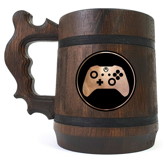 Personalized Controller Beer Stein With Lid, Gamepad Tankard, Groomsman Mugs, Video Gamer Beer Gift, Birthday Gift