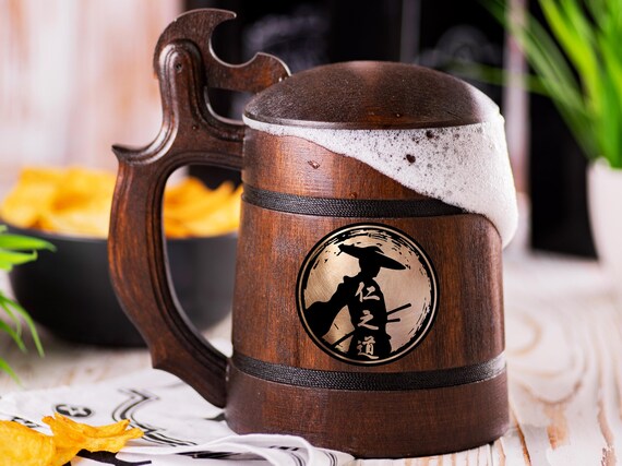 Samurai Mug, Ghost of Tsushima Beer Stein, Personalized Tankard, Custom Beer Mug, Gift For Gamer, Gift Idea For Husband