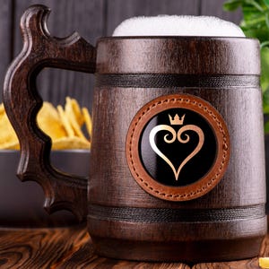 Kingdom Hearts Beer Mug, Personalized Stein, Wooden Tankard
