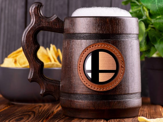 Super Smash Bros Wooden Beer Mug