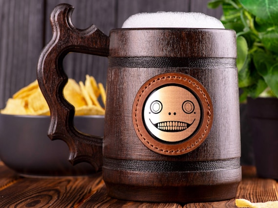 Emil Wooden Beer Mug, Personalized NieR Tankard
