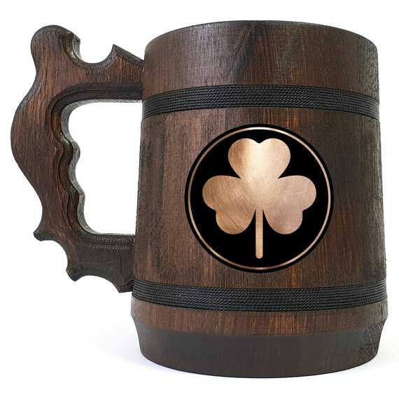 Shamrock Beer Mug, Celtic Symbol, Wedding Stein, Bachelor Party Set, Gift Idea For Best Men, Personalized Beer Mug, Gift For Groomsman