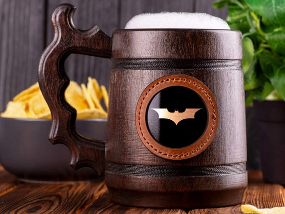 Wooden Beer Stein, The Dark Knight Beer Mug