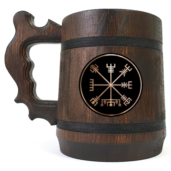 Vegvisir Beer Mug, Celtic Symbol, Viking Compass, Bachelor Party, Gift Idea For Best Men, Personalized Beer Mug / Gift For Groomsman