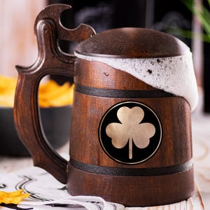 Shamrock Beer Stein, Celtic Symbol, Wedding Stein, Gift Idea For Best Men, Personalized Beer Mug, Gift For Groomsman / Best Beer Gift