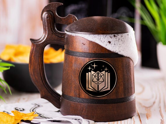 Storyteller Book Beer Stein With Lid, Personalized Dungeons and Dragon Tankard, DnD Mug