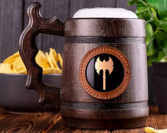 Barbarian Mug, Dungeon Master Beer Stein, Gift Ideas For Men, Dungeons and Dragons Tankard, Wooden Gift For Men, D&D, Gift For Gamer