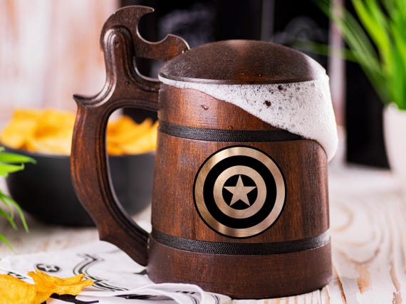 Captain America Beer Mug, Captain America Shield, Beer Mug Avenger, Captain America Stein, Captain America Gifts