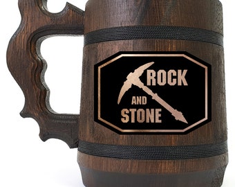 Deep Rock Galactic Mug, Rock and Stone Engraved Stein, Beer Lover Gift, Gift Idea For Friend, Geek Beer Gift, Beer Stein, Gift For Him