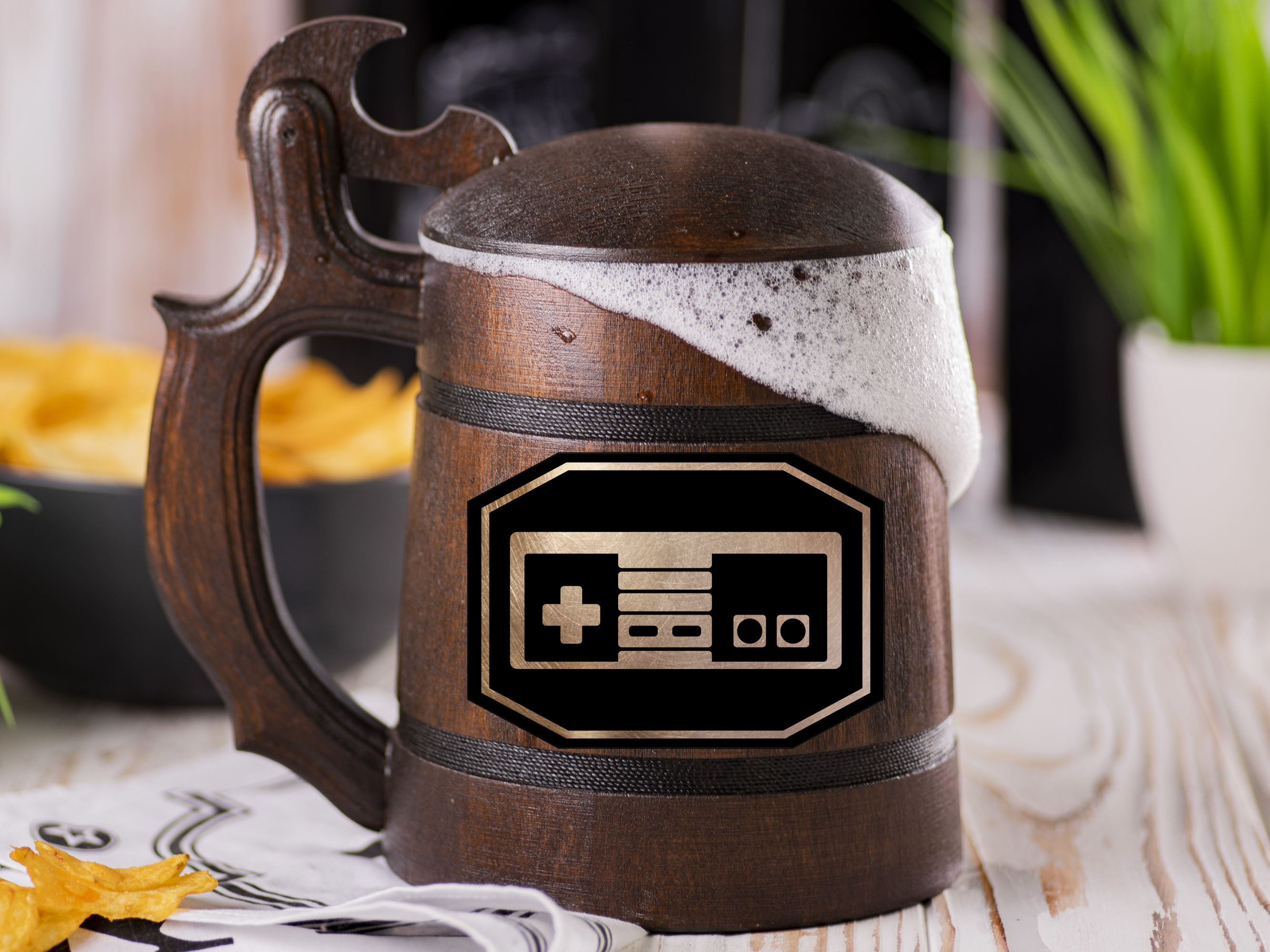 Controller Beer Stein With Lid / Personalized Gamepad Beer Etsy