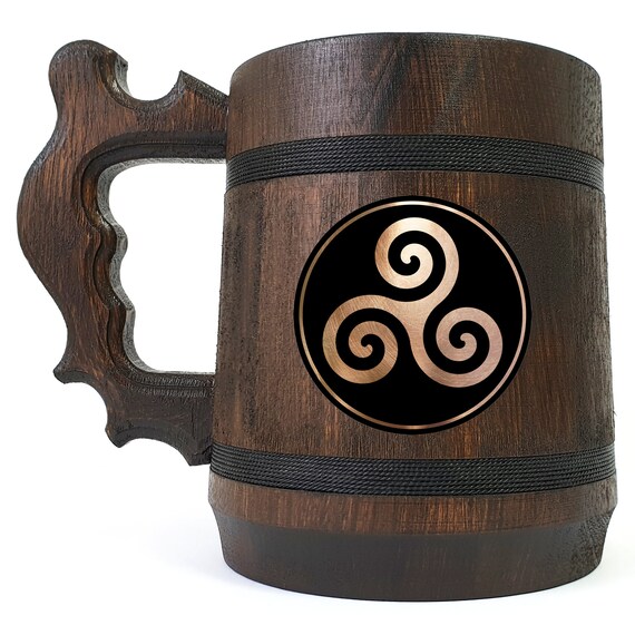 Triskele Beer Mug, Celtic Symbol, Wedding Stein, Bachelor Party Set, Gift Idea For Best Men, Personalized Beer Mug, Gift For Groomsman
