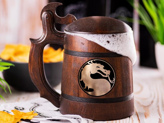 Mortal Kombat Beer Stein With Lid, Personalized Mortal Kombat Beer Tankard, Groomsman Beer Mug, Video Gamer Beer Gift